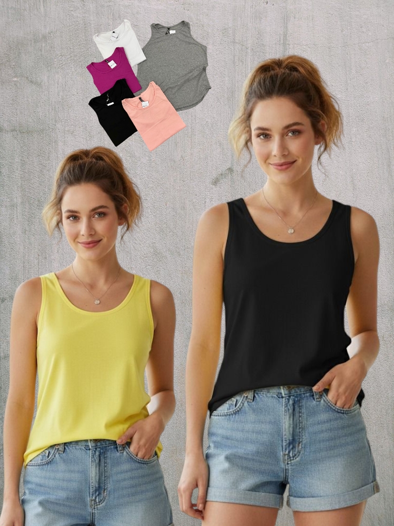 Musculosa Dama Algodon Peinado lisa T.S a T.L colores varios