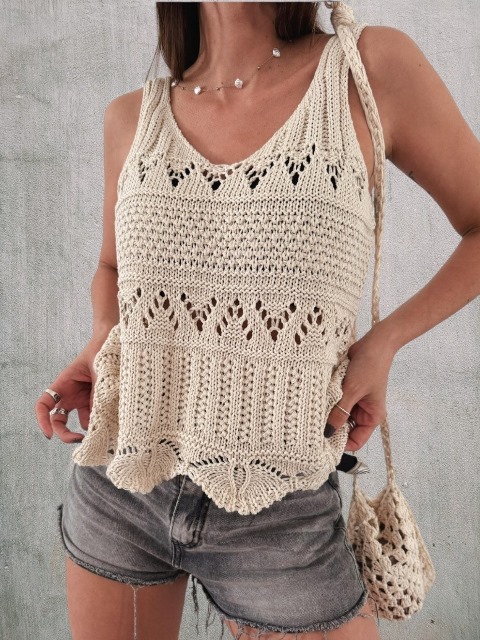 Musculosa Dama Tejida Hilo de algodon T.U