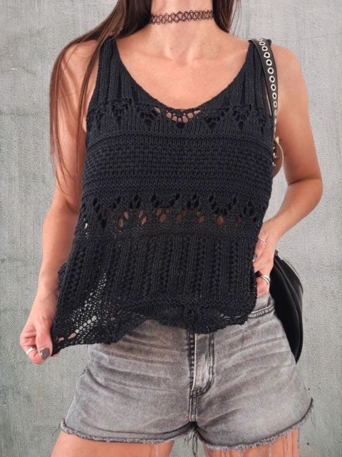 Musculosa Dama Tejida Hilo de algodon T.U