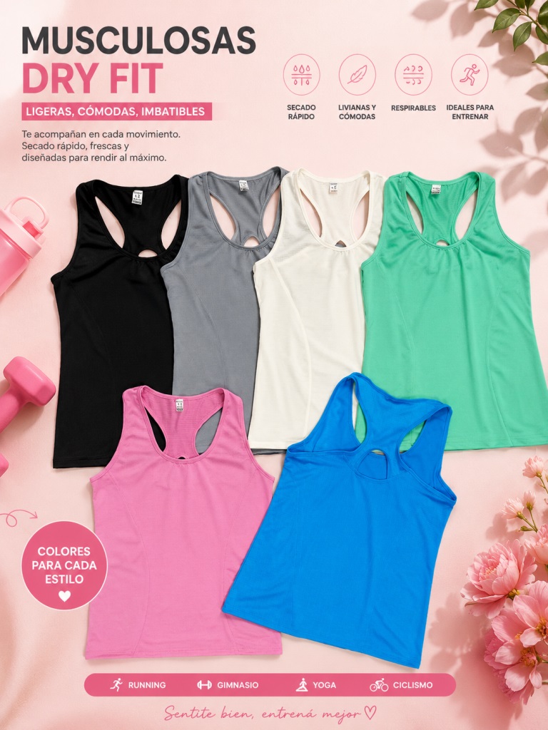 Musculosa Dama Deportiva DRY FIT CCruzada T1 a T6