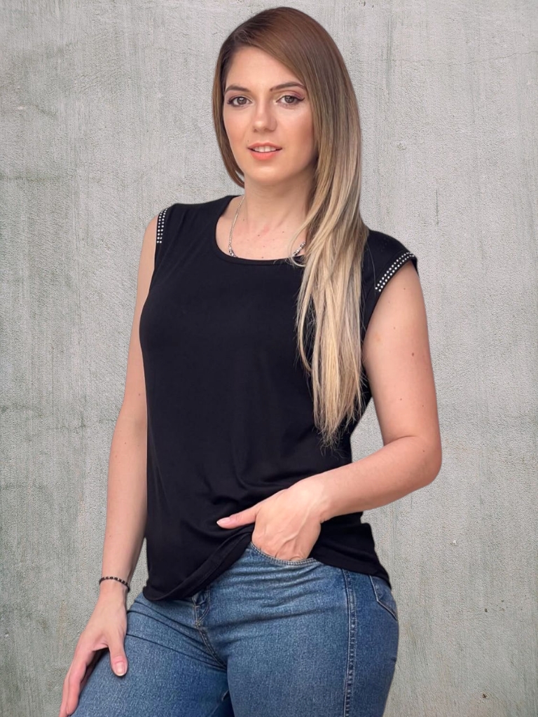 Musculosa Dama jersey brillo en Hombros T3 a T6 