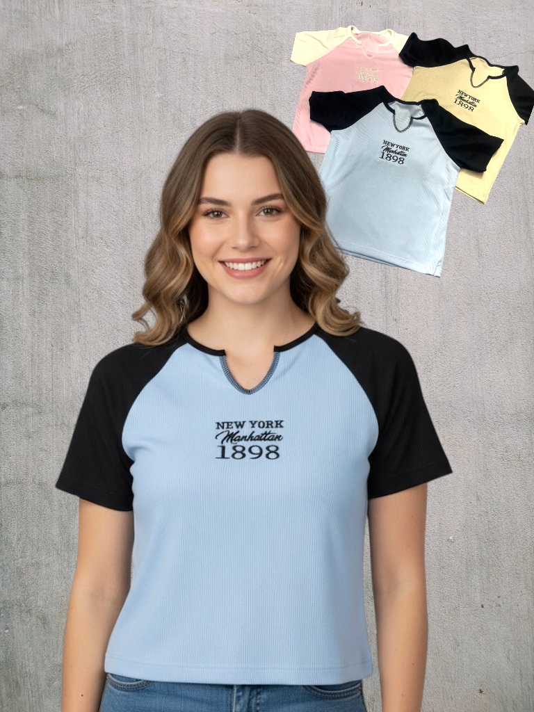 Remera Dama M/C Morley y Lycra NEW YORK T.U