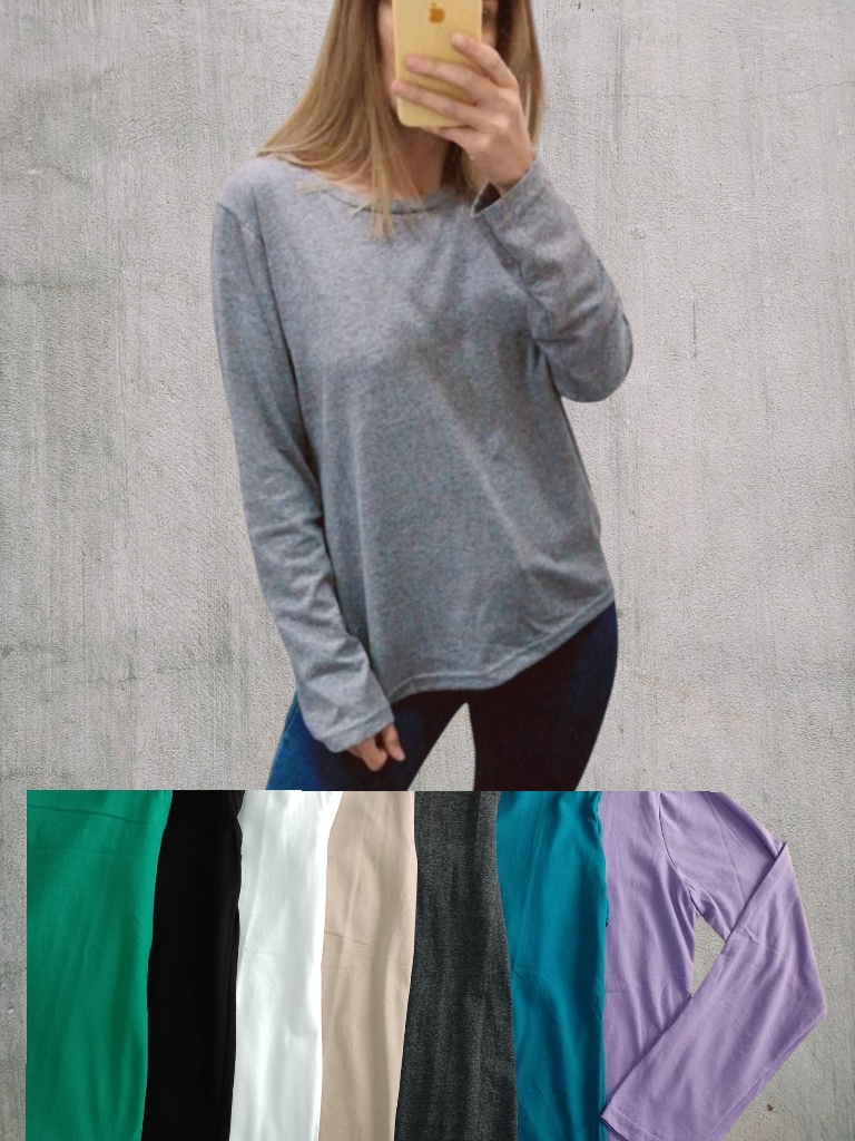 Remera Dama M/L Algodon peinado LISA T.S a T.XXL
