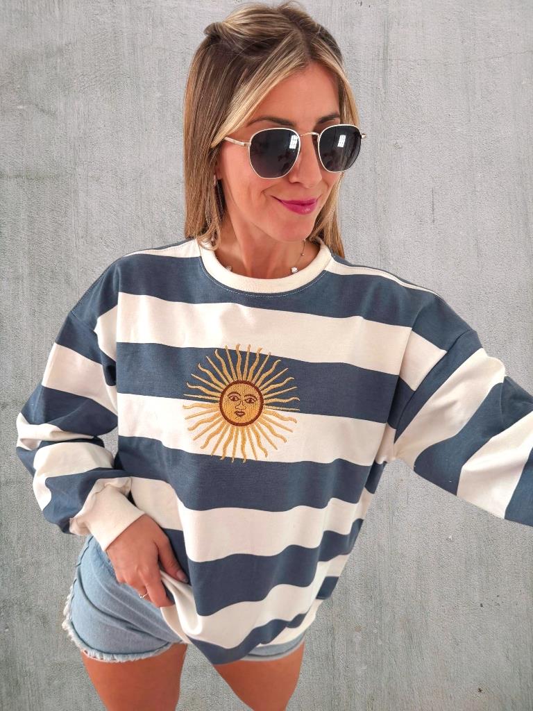 Buzo Sol de Mayo Raya Ancha rustico T.U amplio