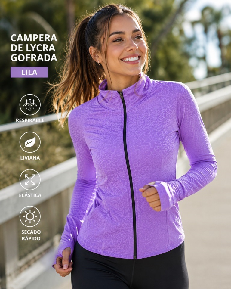Campera Dama Deportiva Lycra GOFRADA T1 a T6
