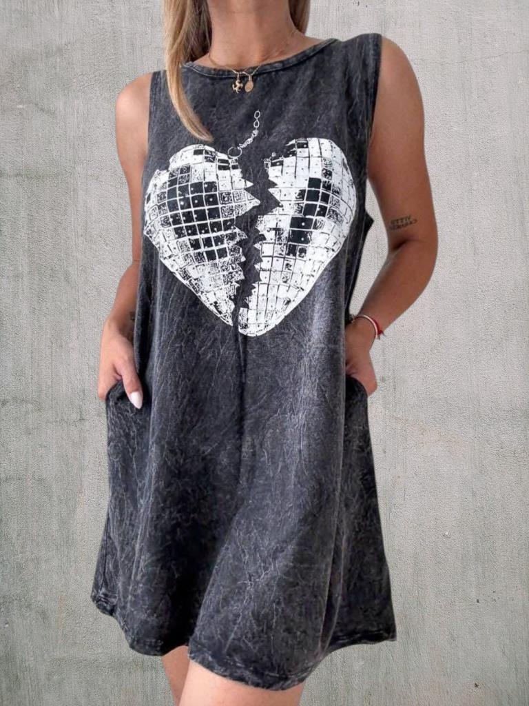 Vestido Dama Stonewash con estampa T.U