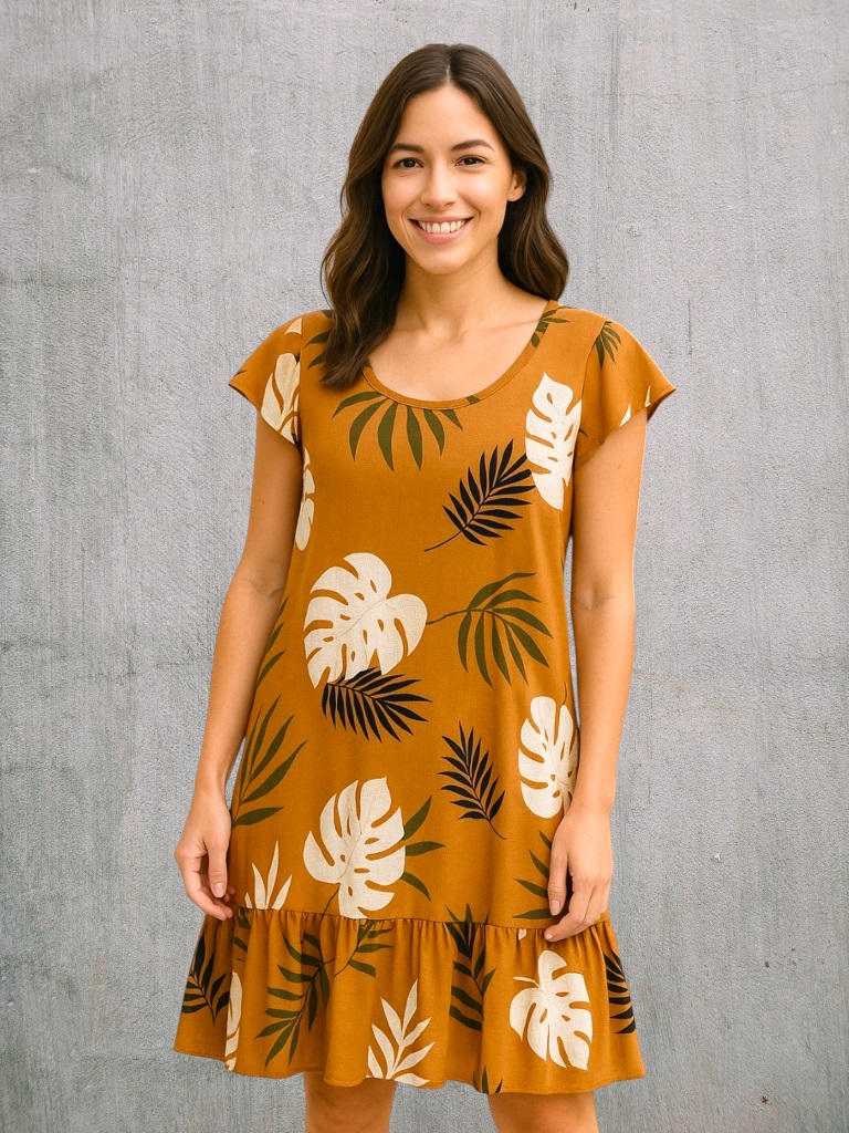 Vestido Dama Lino Estampado corto T2 a T7