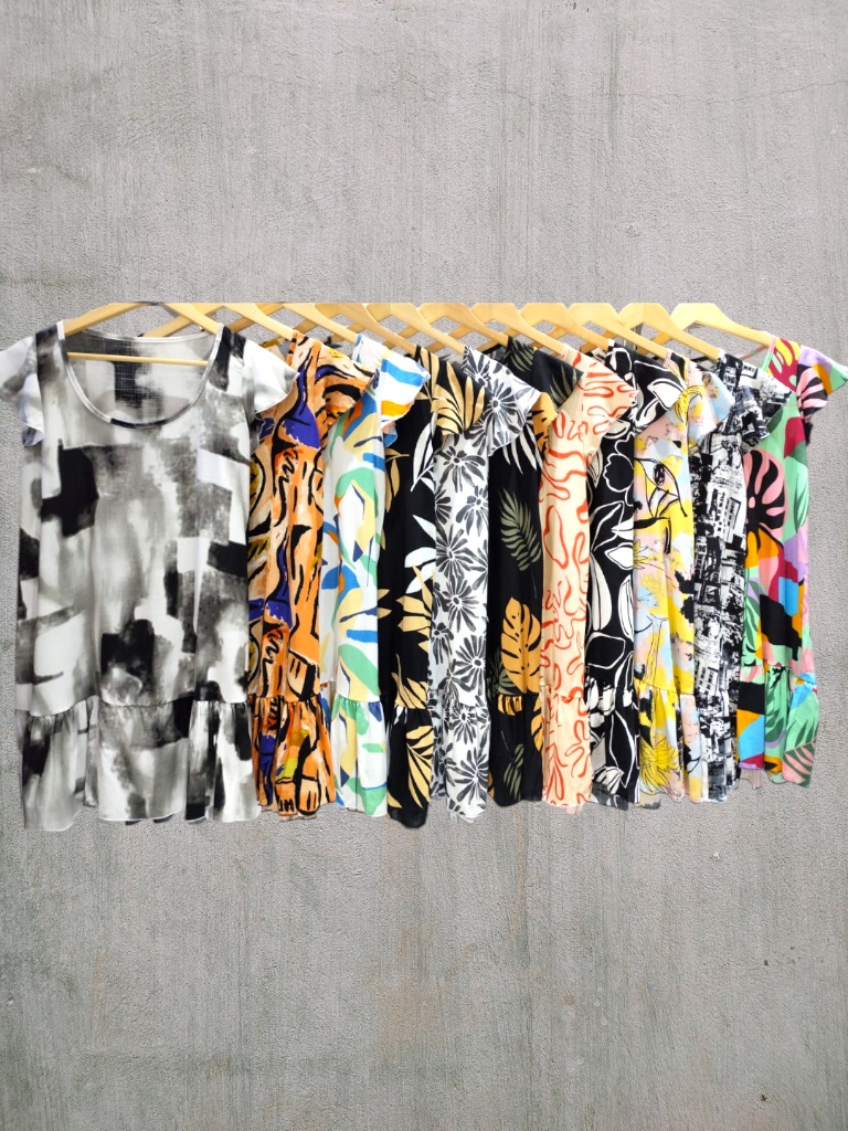 Vestido Dama Lino Estampado corto T2 a T7