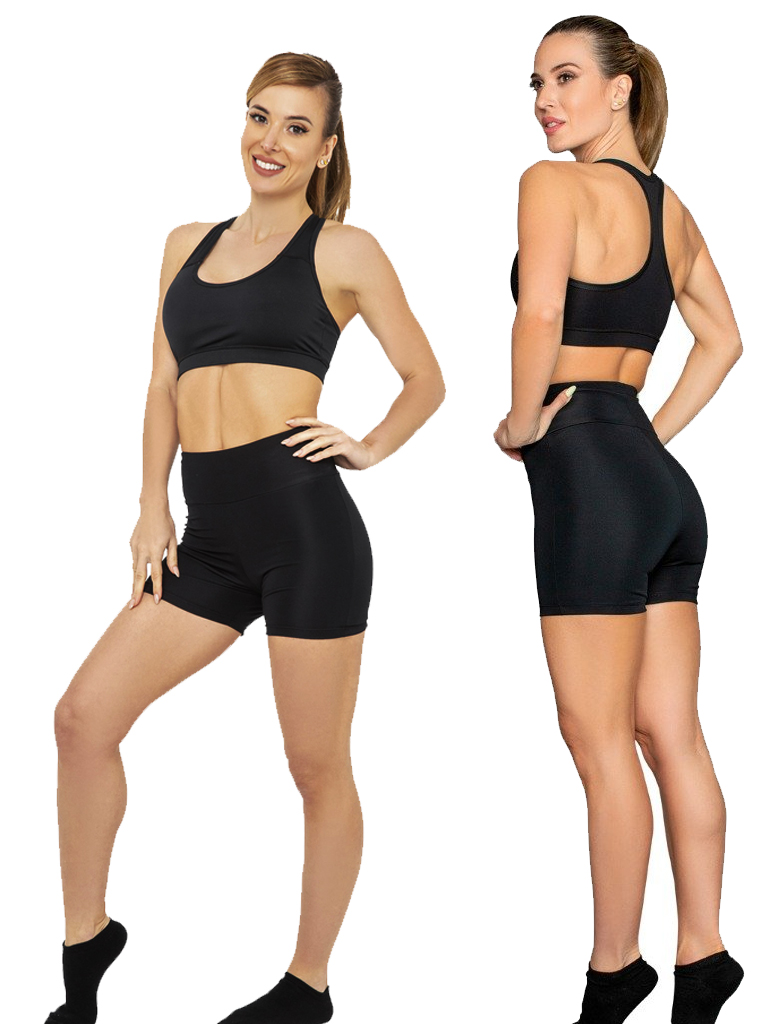 Short Dama Lycra Liso Negro T1 a T5