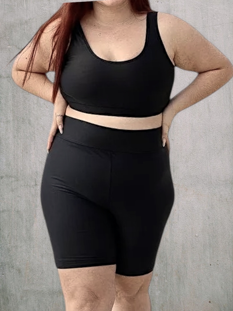  Biker Dama Lycra Lisa  Negro OVERSIZE T7 a T10
