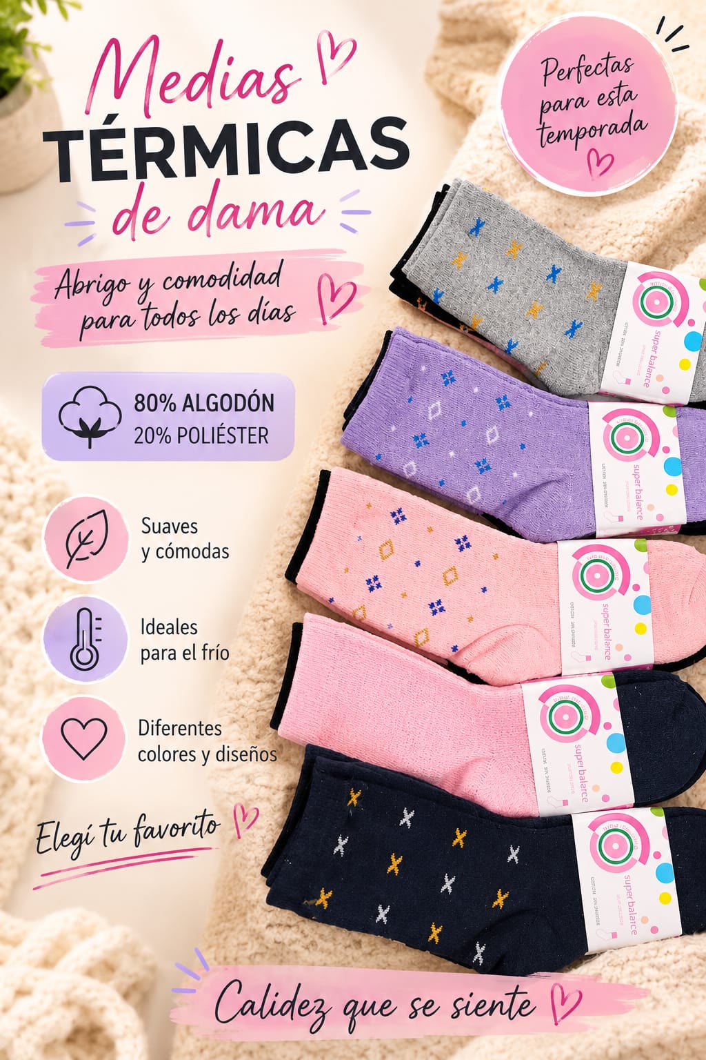 medias Dama 3/4 Termica PREMIUM X DOCENA