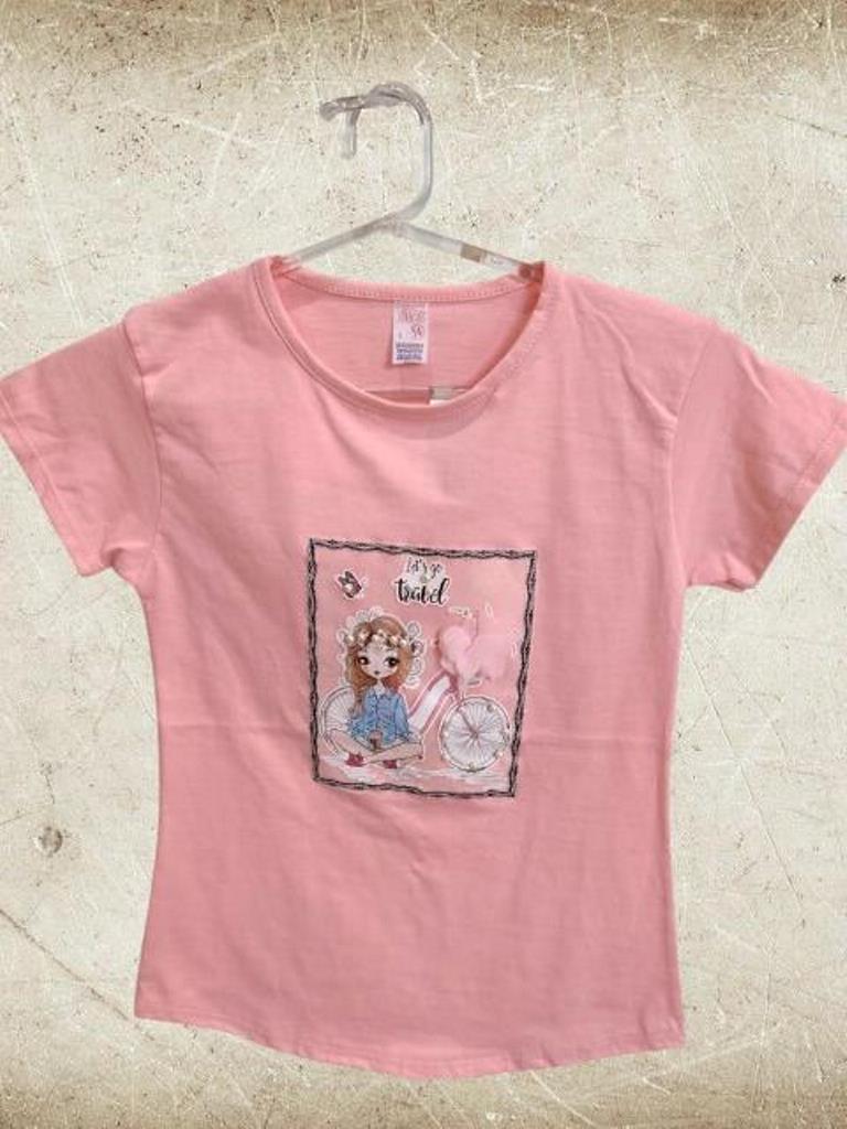 Remera Nena M/C Algodon con aplique import T4 a T16