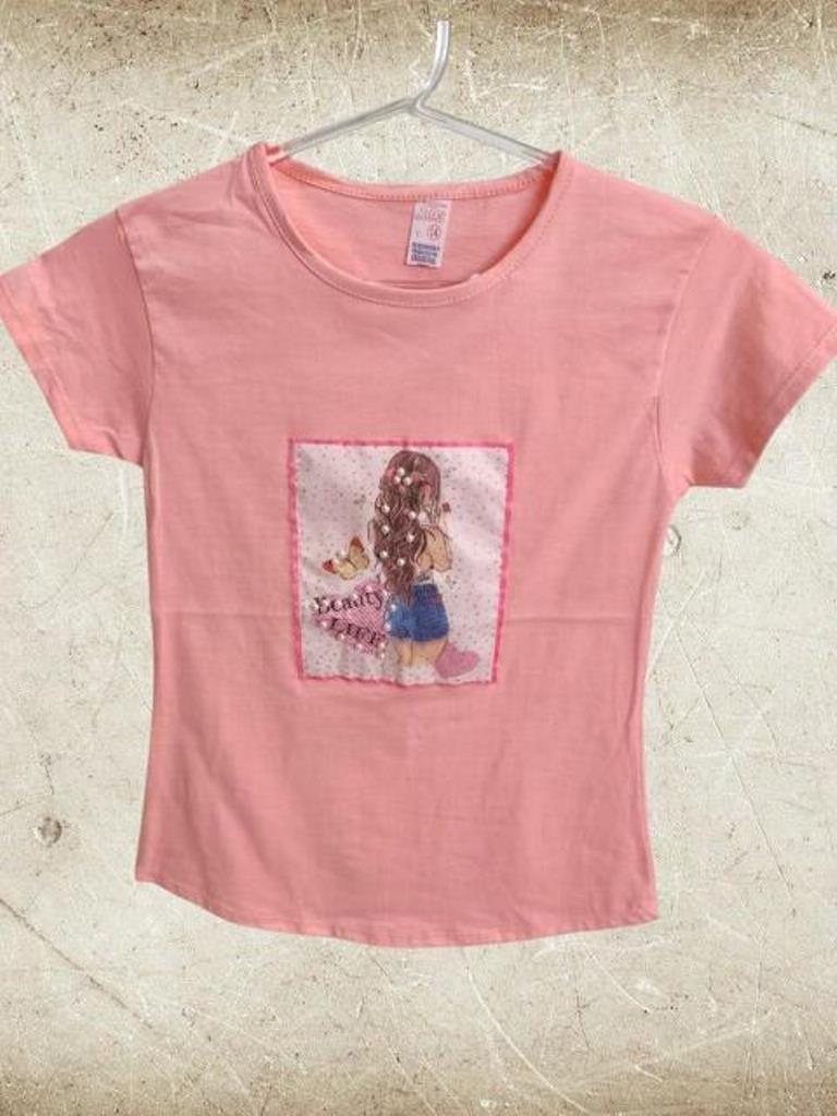 Remera Nena M/C Algodon con aplique import T4 a T16