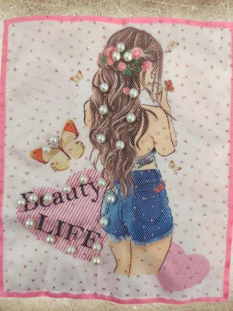 Remera Nena M/C Algodon con aplique import T4 a T16