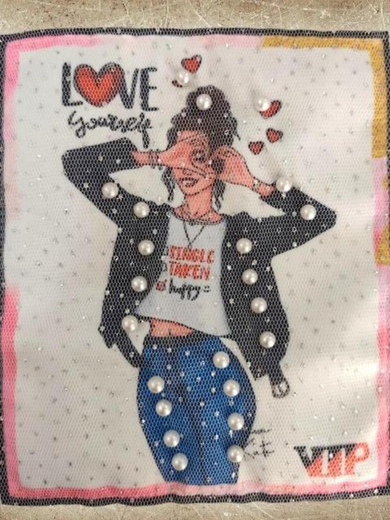 Remera Nena M/C Algodon con aplique import T4 a T16