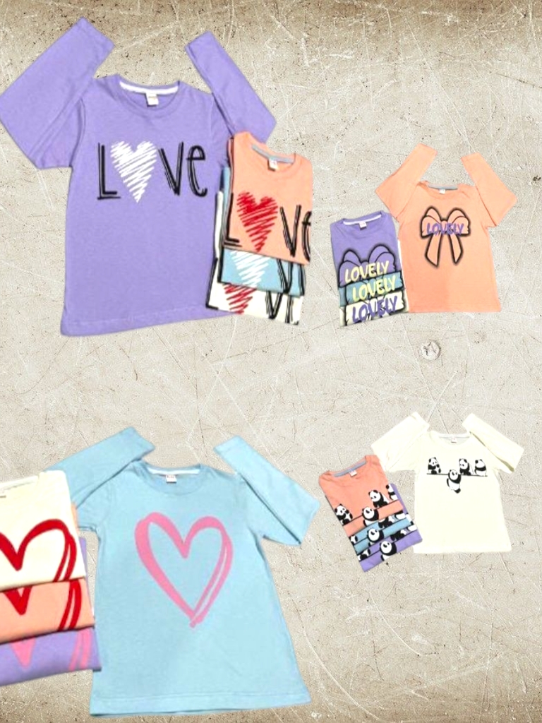 Remera Nena M/L Algodon peinado con Estampa T4 a T16