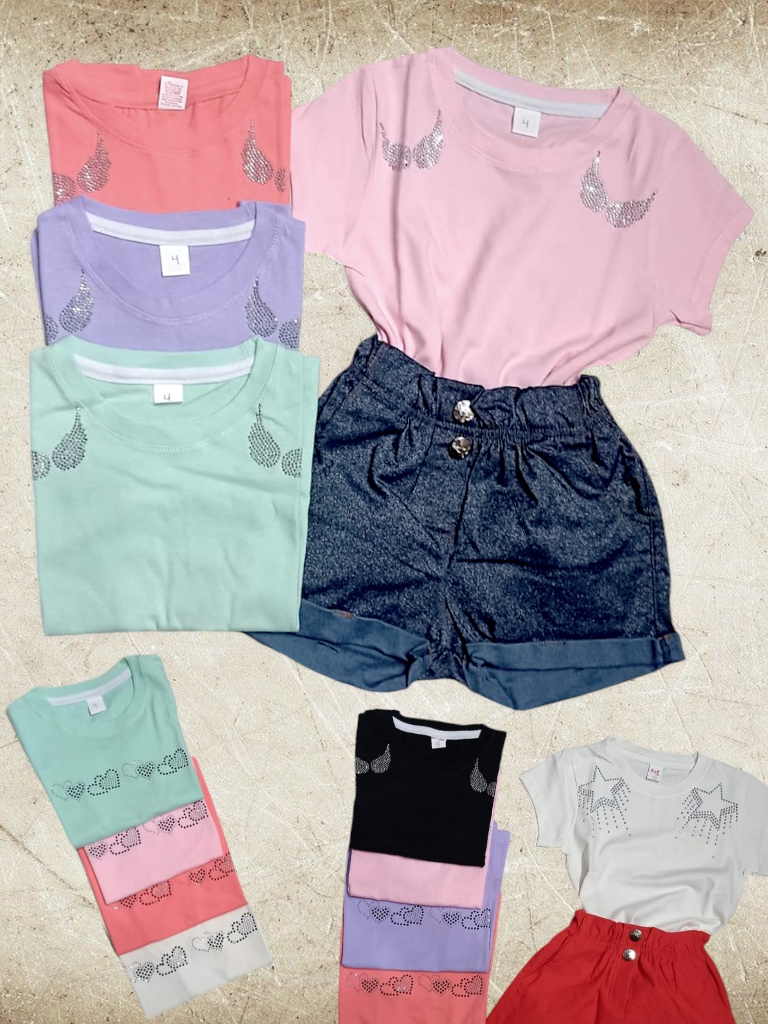 Remera Nena M/C Algodon Peinado con aplique T4 a T16