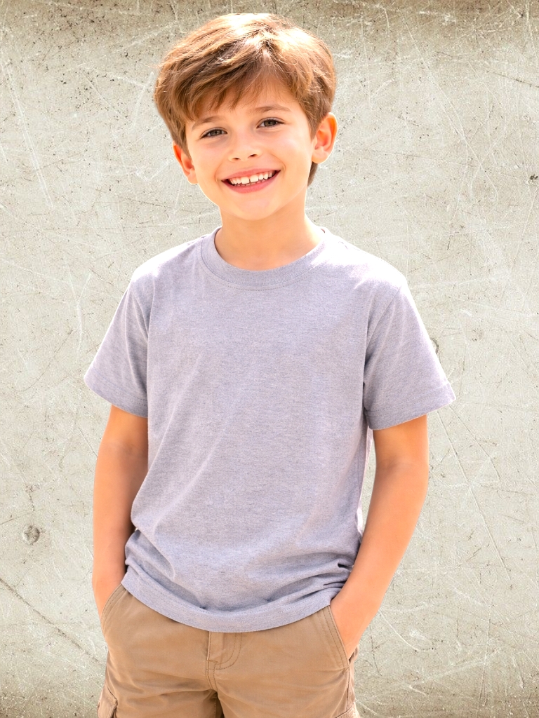 Remera Chicos M/C Algodón Peinado GRIS T4 a T16 (talle real)