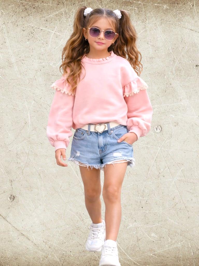 Buzo Nena Tela importada con plush interno y volado en mangas T4 a T16