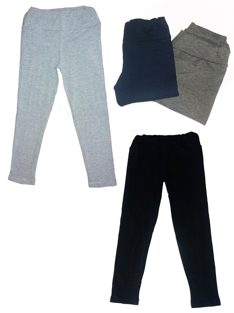 Calza Nena Algodón y Lycra Lisa T4 a T16 (NEGRO Y GRIS)