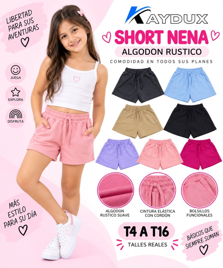 Short Nena Algodon Rustico T4 a T16