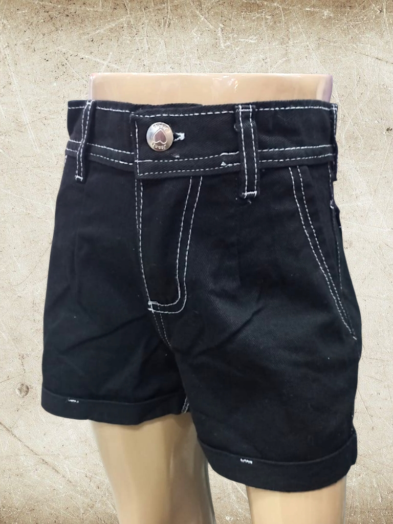Short Nena Jean MOM negro con hilo blanco T4 a T16