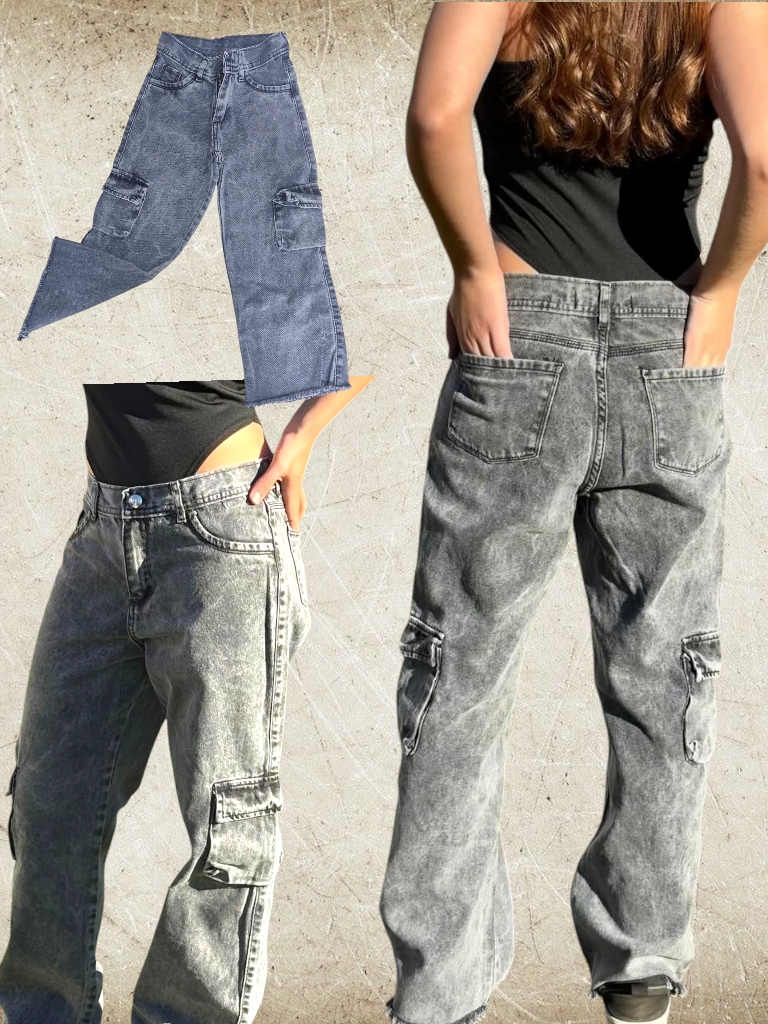 Jean Nena wide leg Gris T6 a T16 talle real