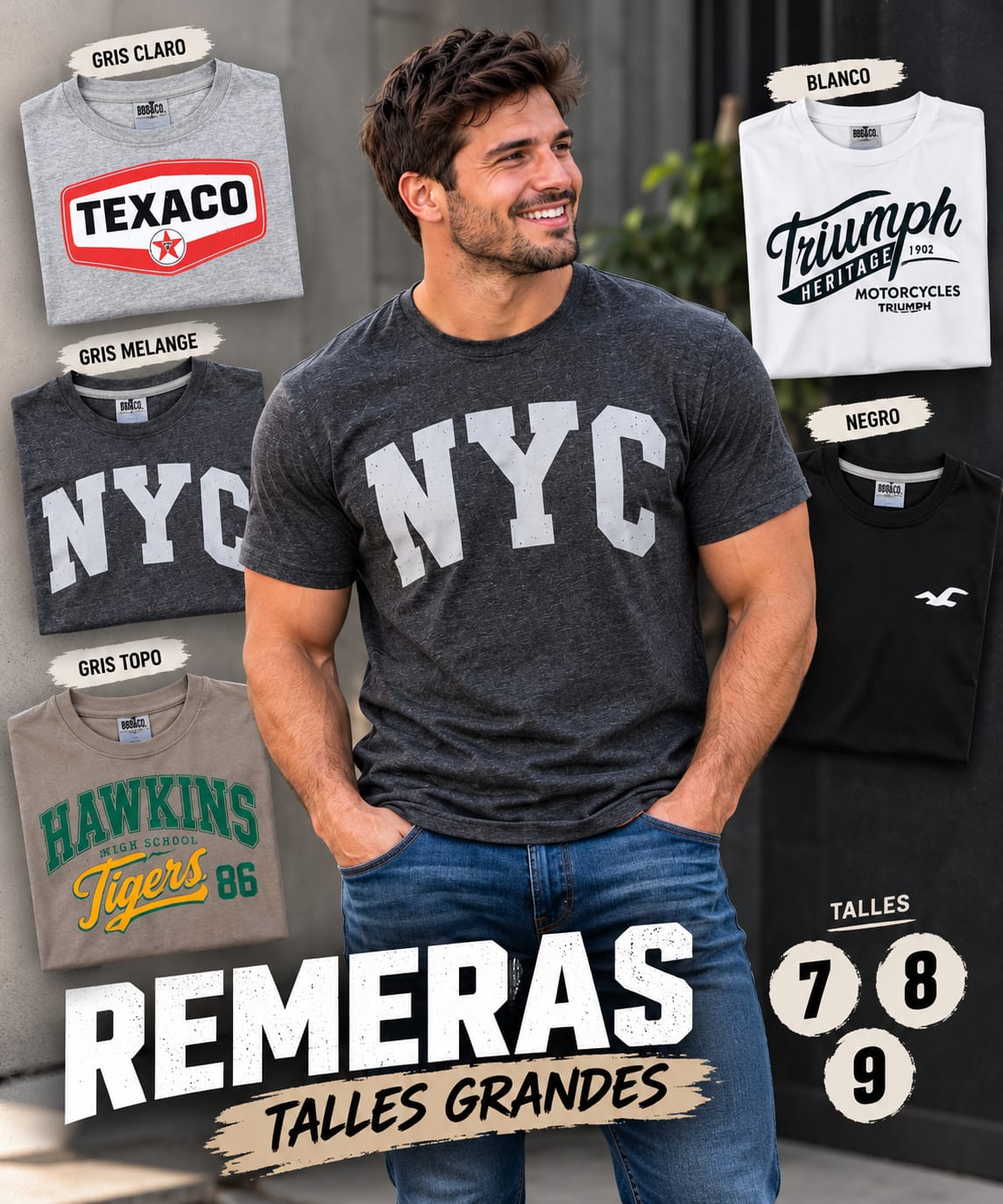 Remera Hombre M/C T7 a T9 Algodón Peinado