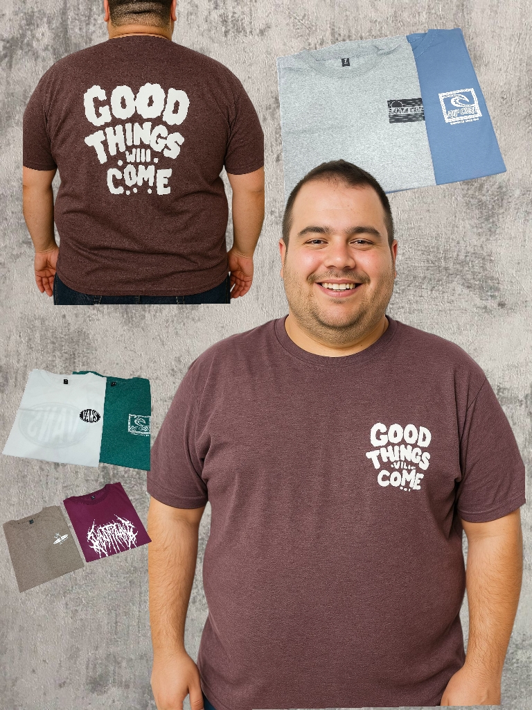 Remera Hombre M/C Algodon DOBLE ESTAMPA T7 a T9