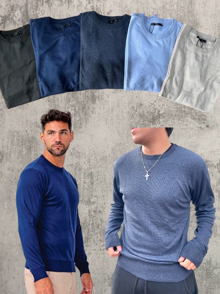Sweater Hombre Hilo Cuello Redondo IMPORT T.S a T.XXL