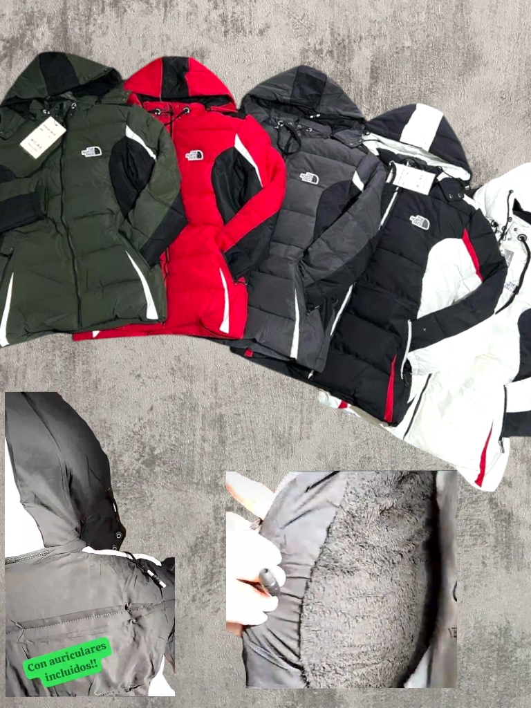 Campera Inflada Canelon con piel COMBINADA TNF T2 a T4