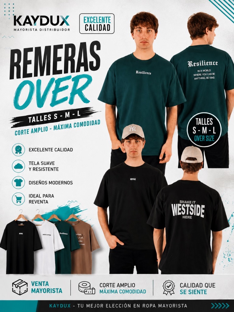 Remera Hombre Algodon Peinado OVER con estampa T.S a T.L