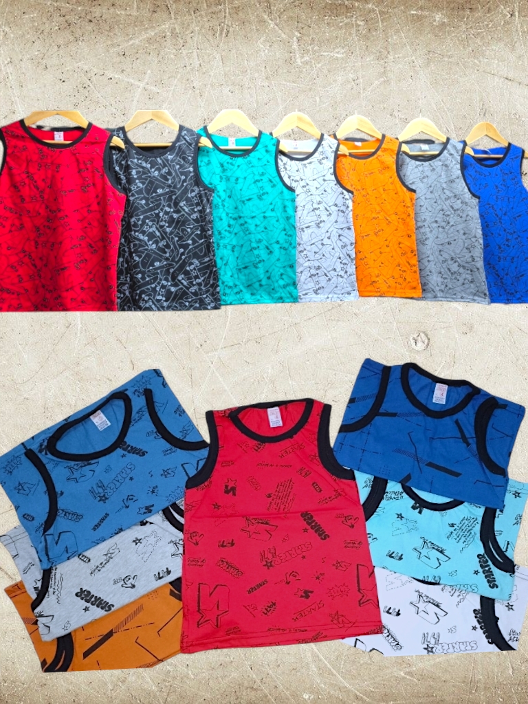 Musculosa Nene Algodon RIBETE NEGRO T4 a T16 estampas varias