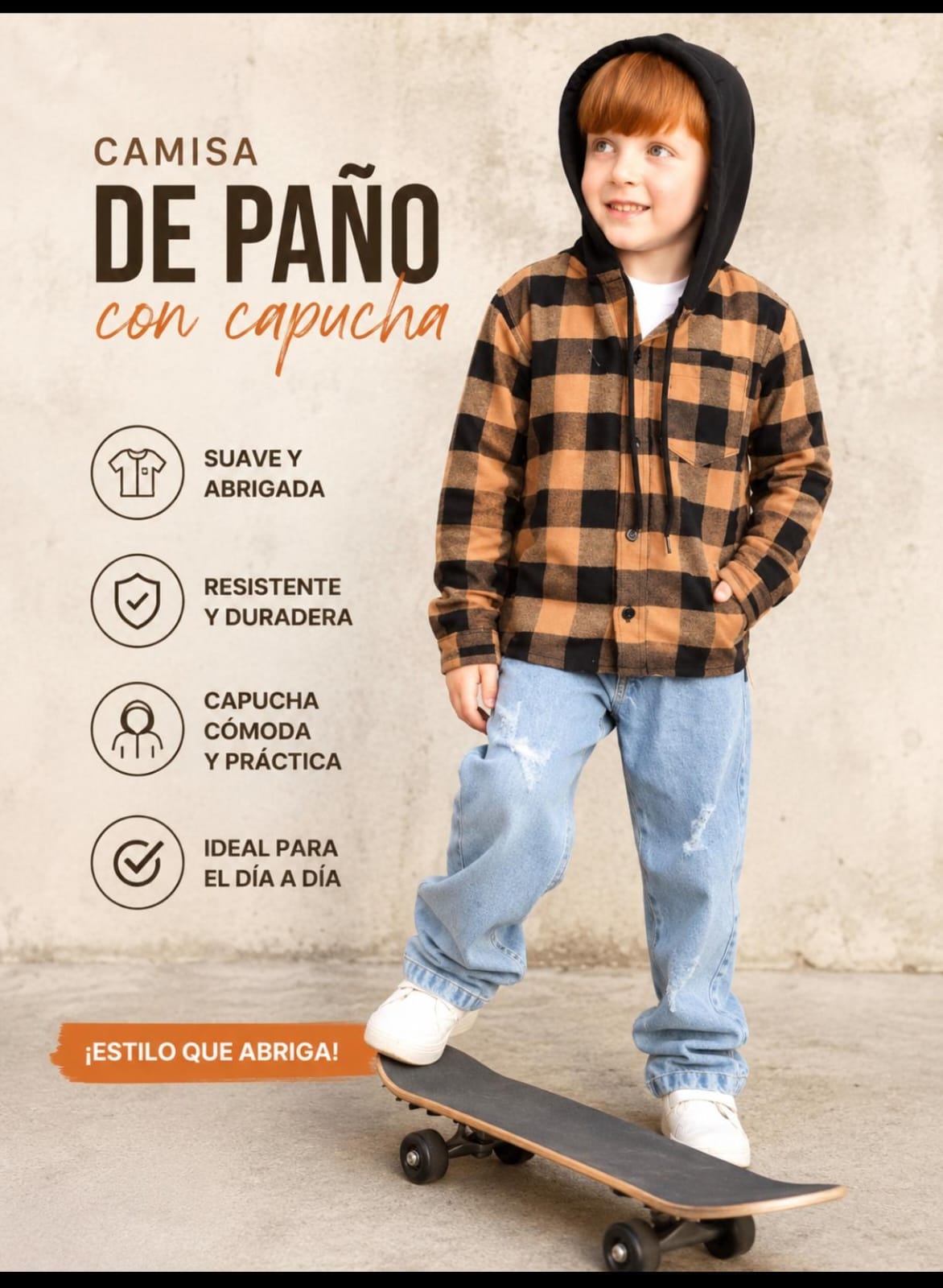 Camisaco Nene con Capucha tela pilu T4 a T16