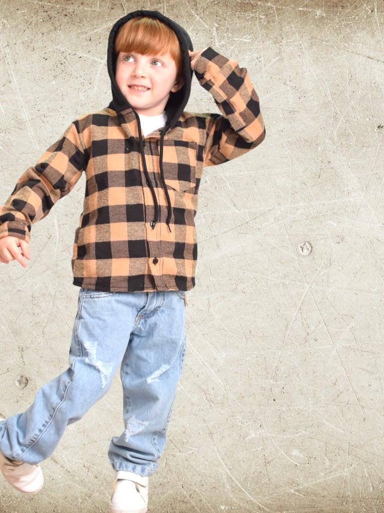 Camisaco Nene con Capucha tela pilu T4 a T16